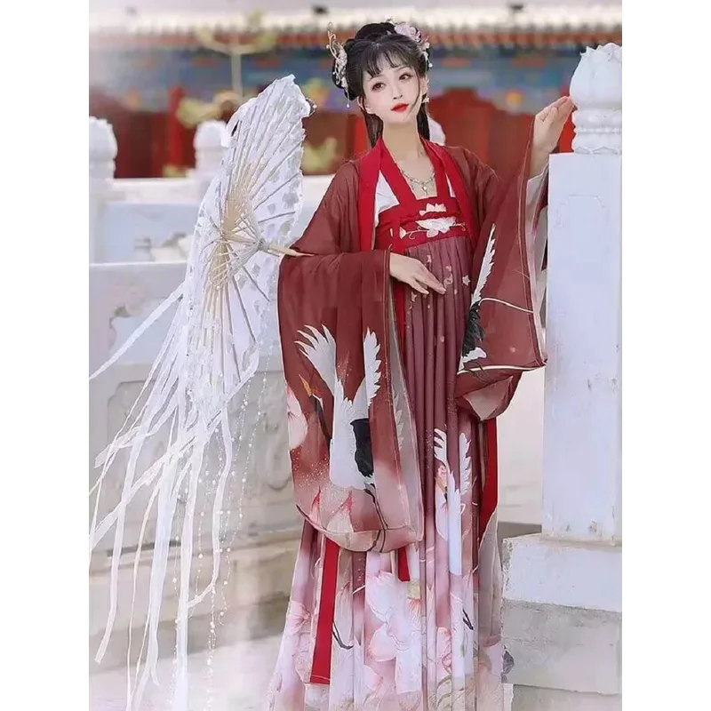 จีนแบบดั้งเดิมชุดเจ้าหญิงฮาโลวีน Hanfu เครื่องแต่งกาย Fairy Elegant หญิงกระโปรงหน้าอกจีนสไตล์โบราณ Hanfu ชุด