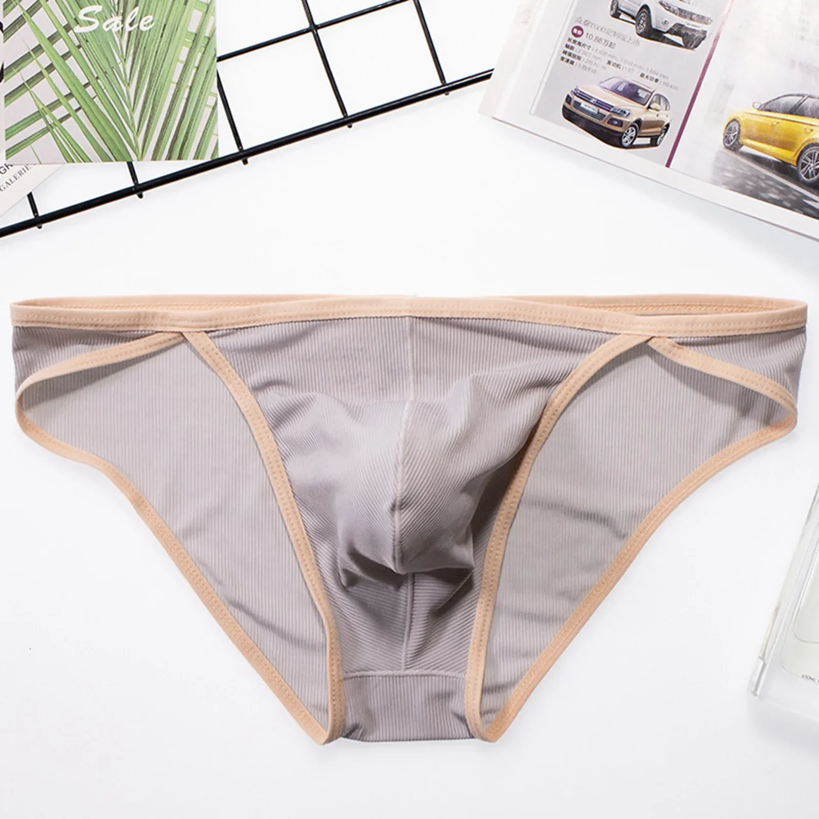 

Summer Men Ultra Thin Ice Silk Speed Dry Skin Sexy Low Waist Solid Color Triangle Underwear Men'S Boxer