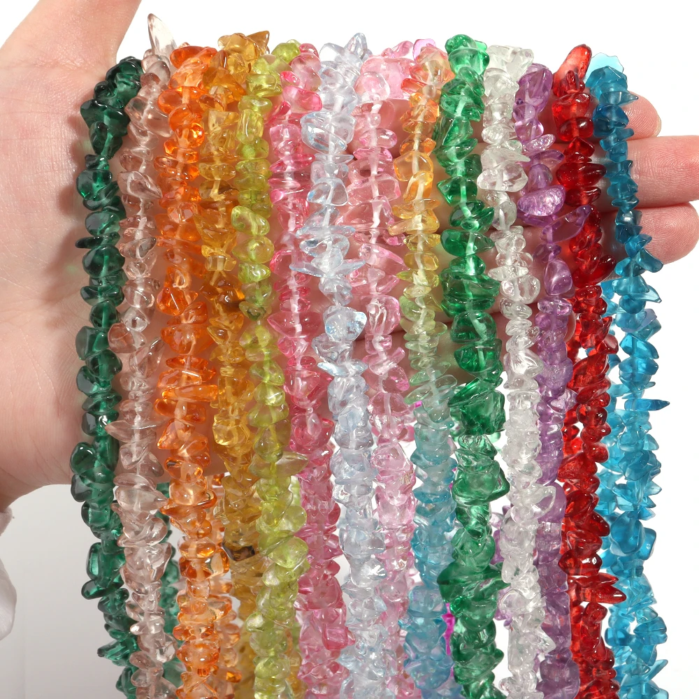 1 Strand Crystal Gravel Chips Beads 8X5mm Multicolor Irregular Freeform Bead for Jewelry Making Necklace Bracelet DIY Materials