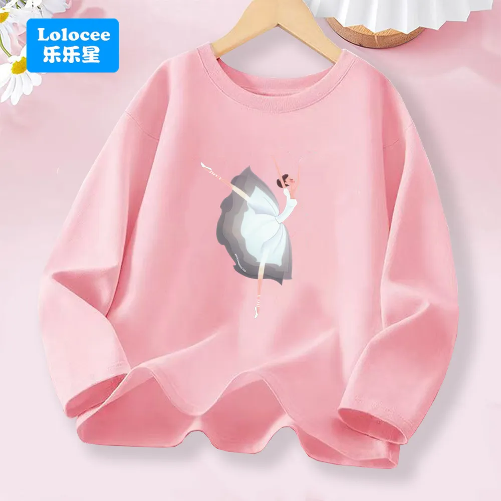 Neue Ballett Tänzerin Druck Mädchen T-shirt Casual Tanzen Ballett Oansatz Frühling Herbst Harajuku Vintage Tops Baumwolle Täglichen Verschleiß