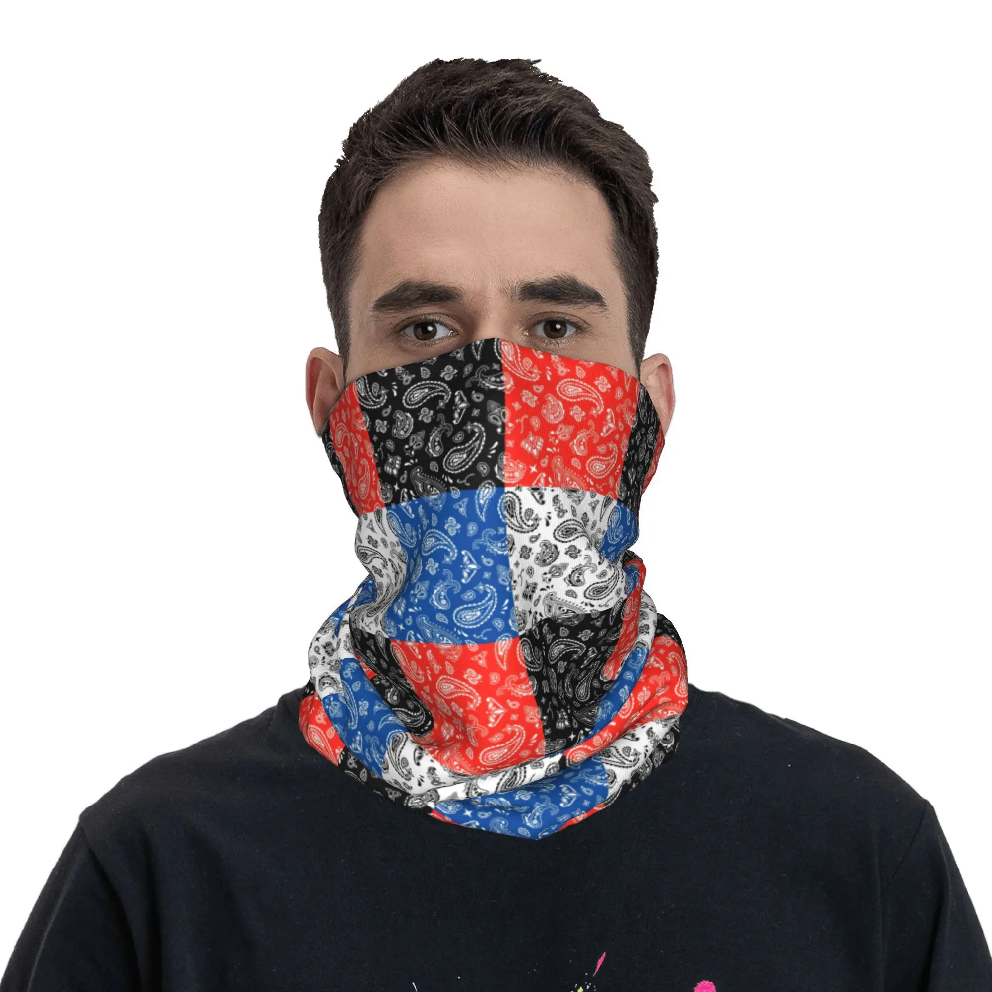 Custom Swirly Paisley Art Bandana Neck Gaiter Face Scarf Cover Men Women Boho Bohemian Floral Texture Headwear Tube Balaclava