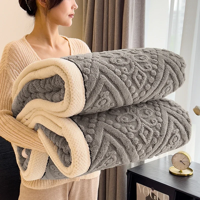 

New European Style Carved Velvet Warm Spring Blanket for Bed Fluffy Sofa Cover Blankets Super Warmth Autumn Winter Throw Blanket