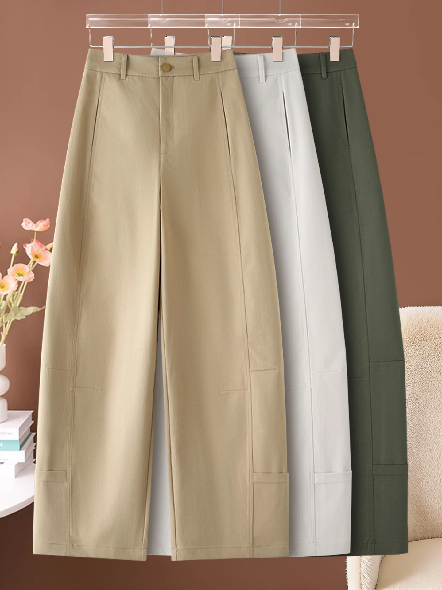 

High Waist Wide Leg Scythe Pants Women Casual Spring Autumn New Style Slimming Banana Pants Loose Straight Cut Scythe Pants