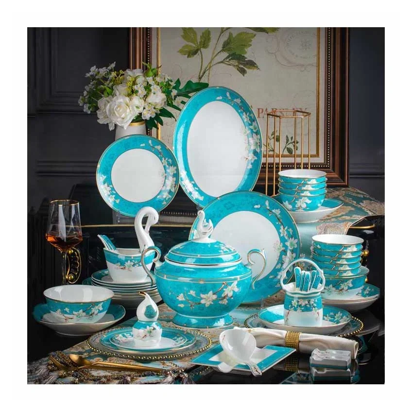 Household kitchen porcelain dishes ceramic tableware set