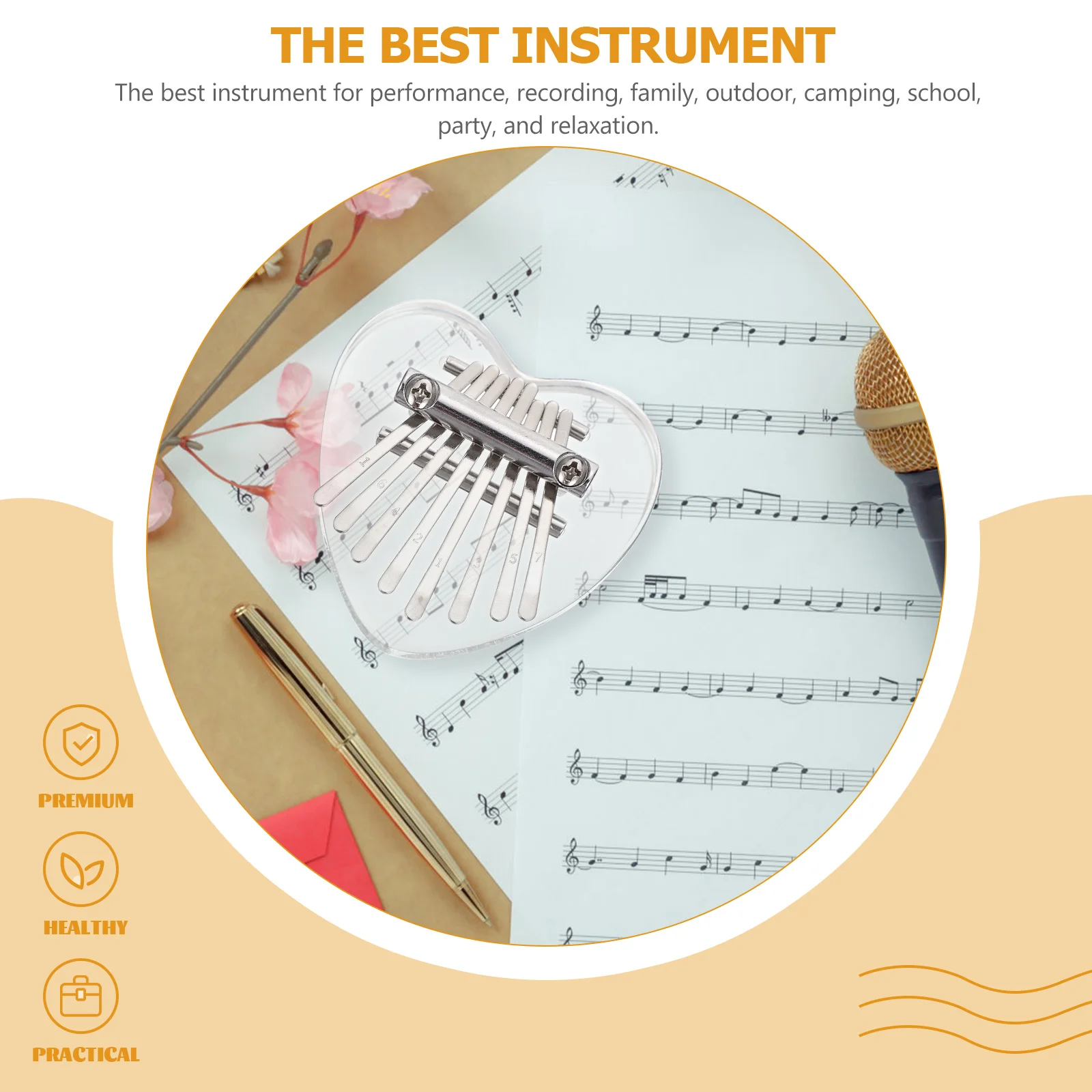 

8-Tone Acrylic Mini Thumb Piano Portable Kalimba Fingertip Musical Instrument for Beginners Family Party Outdoor Recording