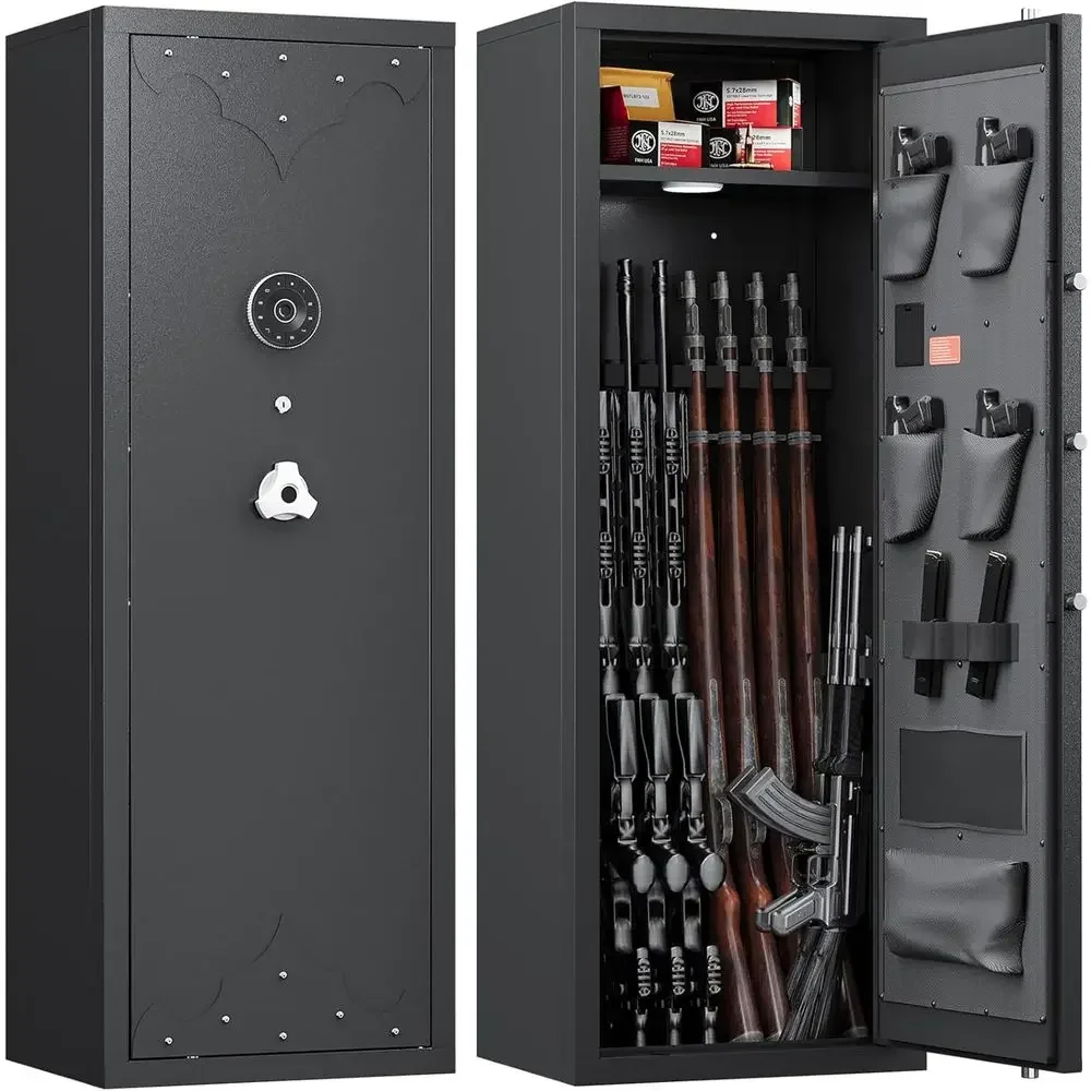3-Gun Storage Rack with Adjustable Shelves, Pistol and Rifle Holders, Unassembled