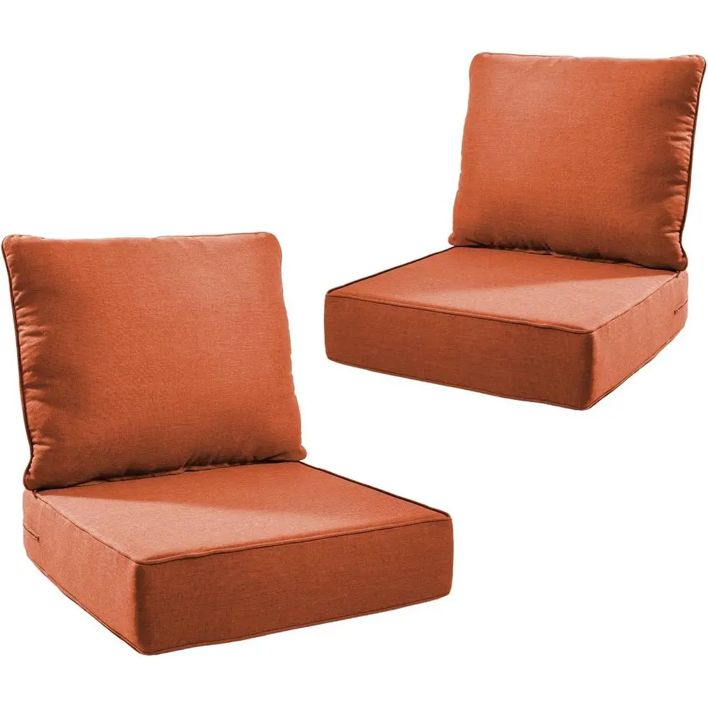 

UV & Water Resistant 6 Thick Outdoor Cushion Set, 22x24 Patio Furniture Covers, Orange, 2-Pack