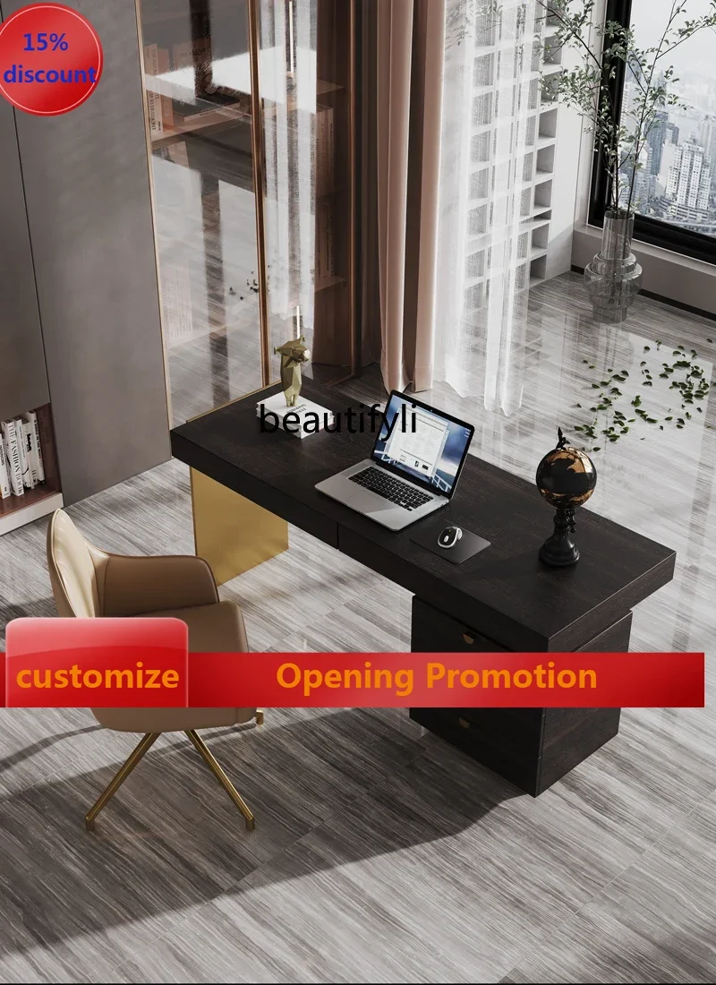 

Italian smoked wood color household computer desk writing desk modern desk G1218