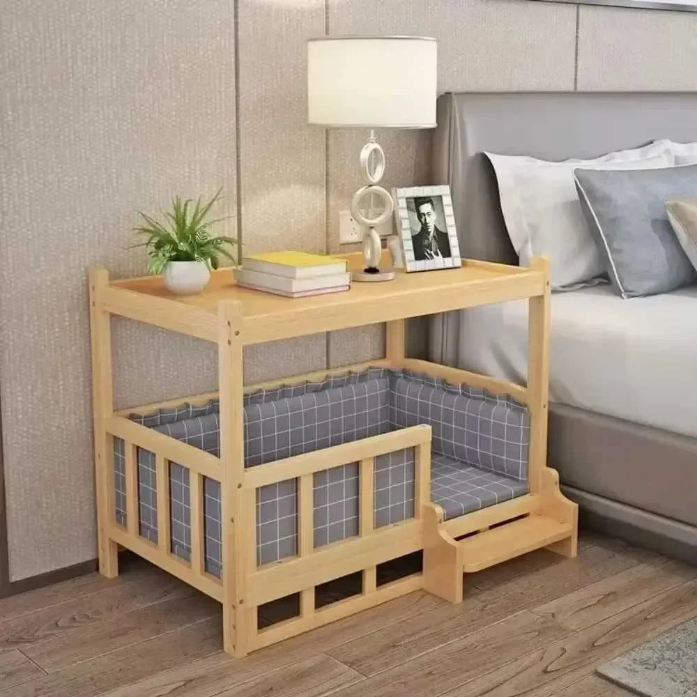 Solid Wood Dog House Dog Bed Smooth Polished Teddy Dog House Golden Retriever Detachable Pet Bed Solid Wood Cat Bed