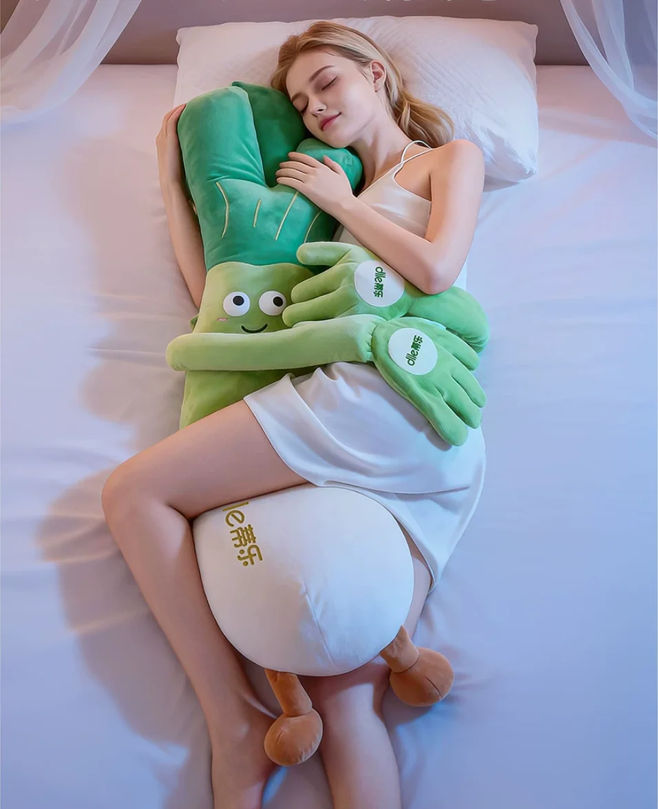 Green Onion Plush Pillow Three Modes Patting Smart Music Soothing Heatable Palm Adult Pregnant Women Leg Hugging Bed Sleep
