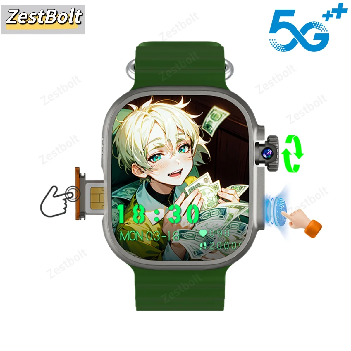 

S10 Ultra 3 MAX Android Smartwatch Fingerprint unlock Smart Watch Touch ID With Rotating Camera GPS WIFI Compass NFC For Women