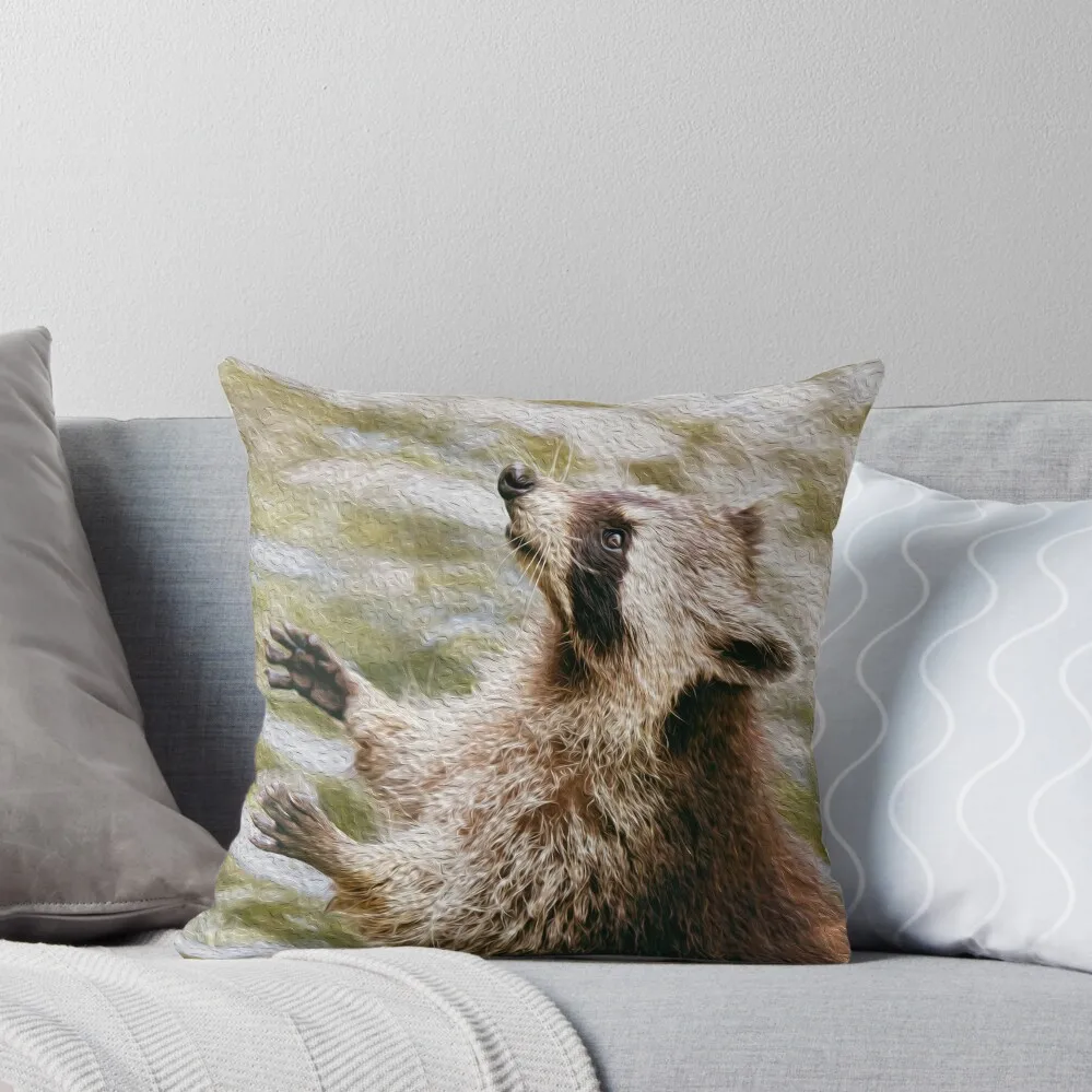 

Cute Racoon Begging for food Throw Pillow Bed pillowcases Elastic Cover For Sofa pillow