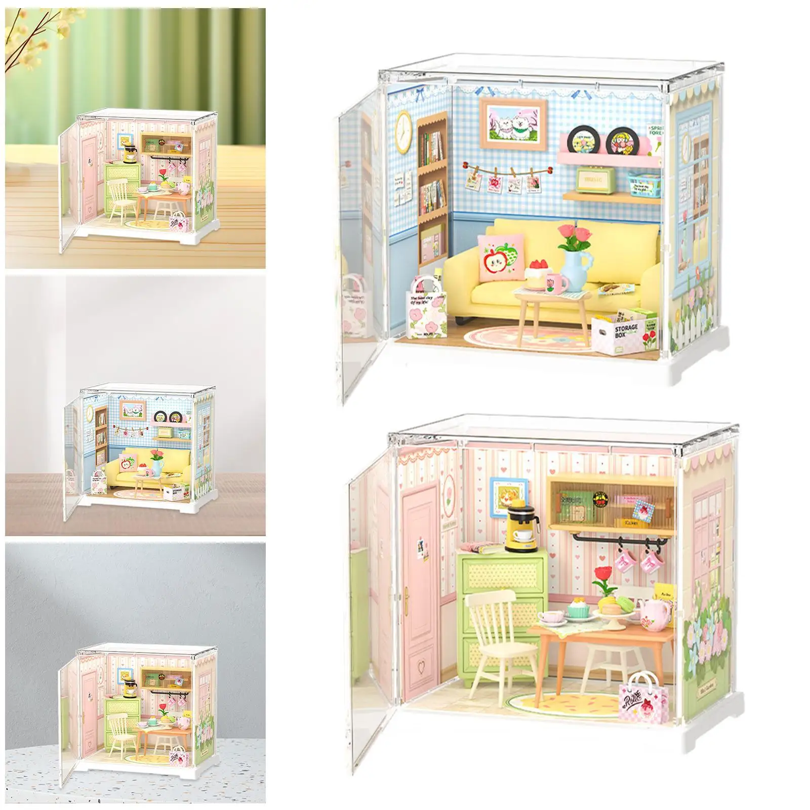 Miniature Doll House Kit House Building Blocks Kit for Adults Kids Aged 6-12