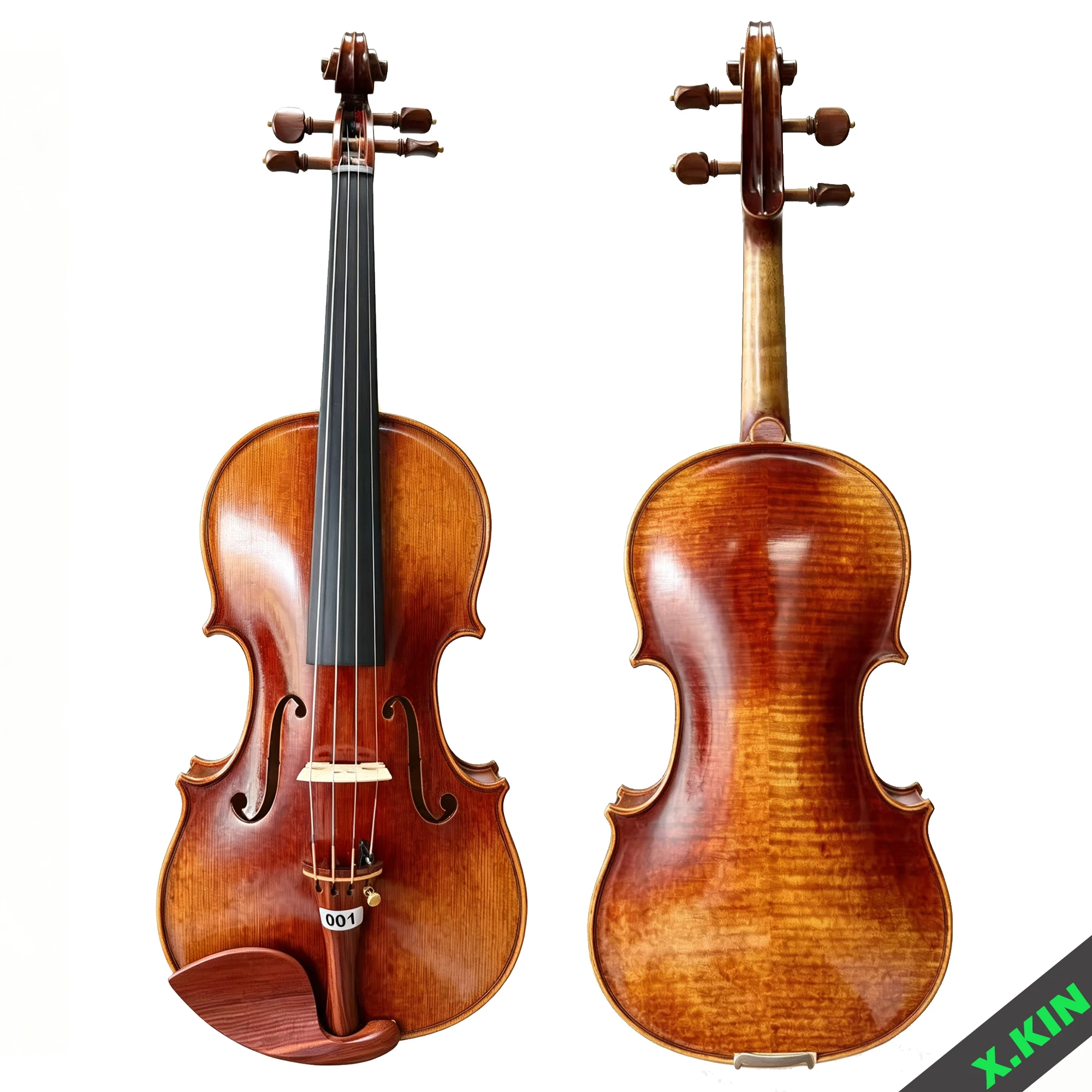 

Professional Handmade 4/4 Violin, Antique Varnish, Two-Piece Flamed Maple Back, Full Outfit: Case, Bow, Shoulder Rest