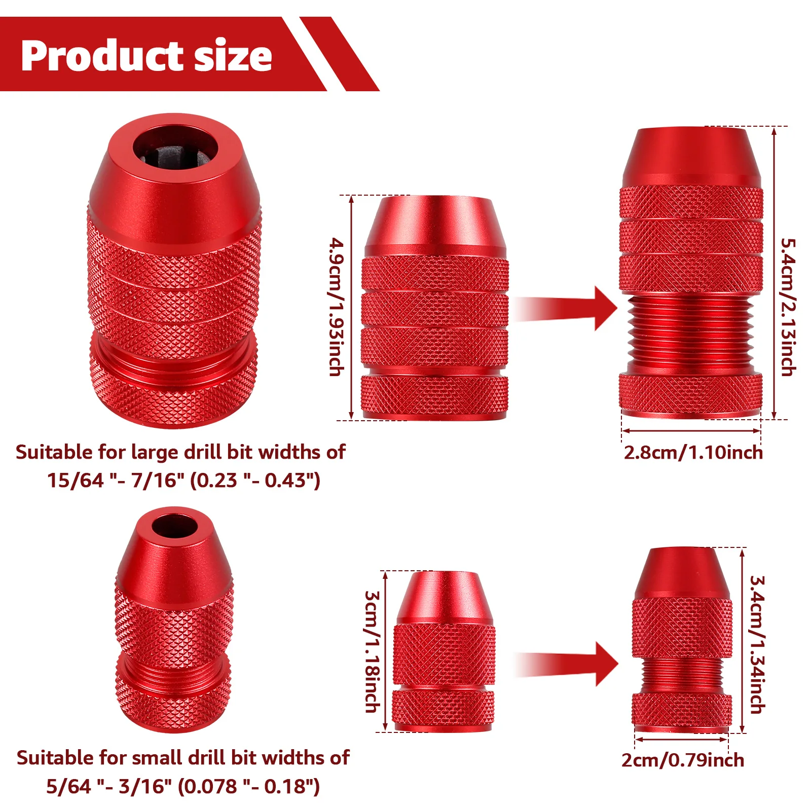 Drill Depth Stop for Drill Bits Adjustable Drill Stop Applicable Drill Size Range 5/64