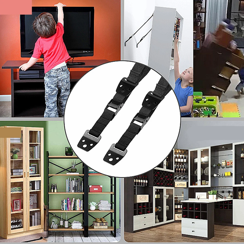 

Сверхмощные ремни безопасности Настенные анкеры с защитой от опрокидывания Замки для защиты от детей Черные Простая установка оборудования В комплекте землетрясение