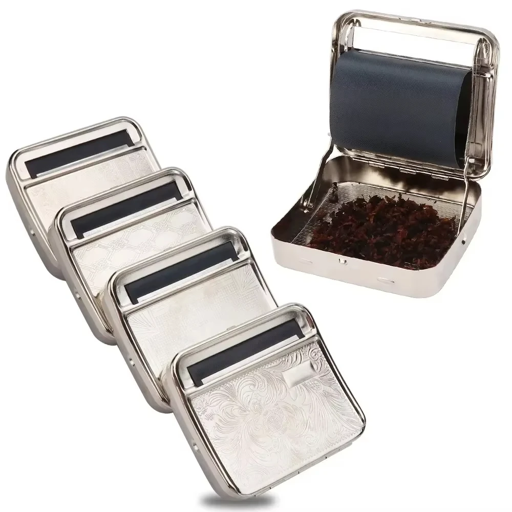 Simple Metal Cigarette Box Hand-Rolled Cigarette Operation Box Semi-Automatic Box Tobacco Storage Box Random Pattern Sent