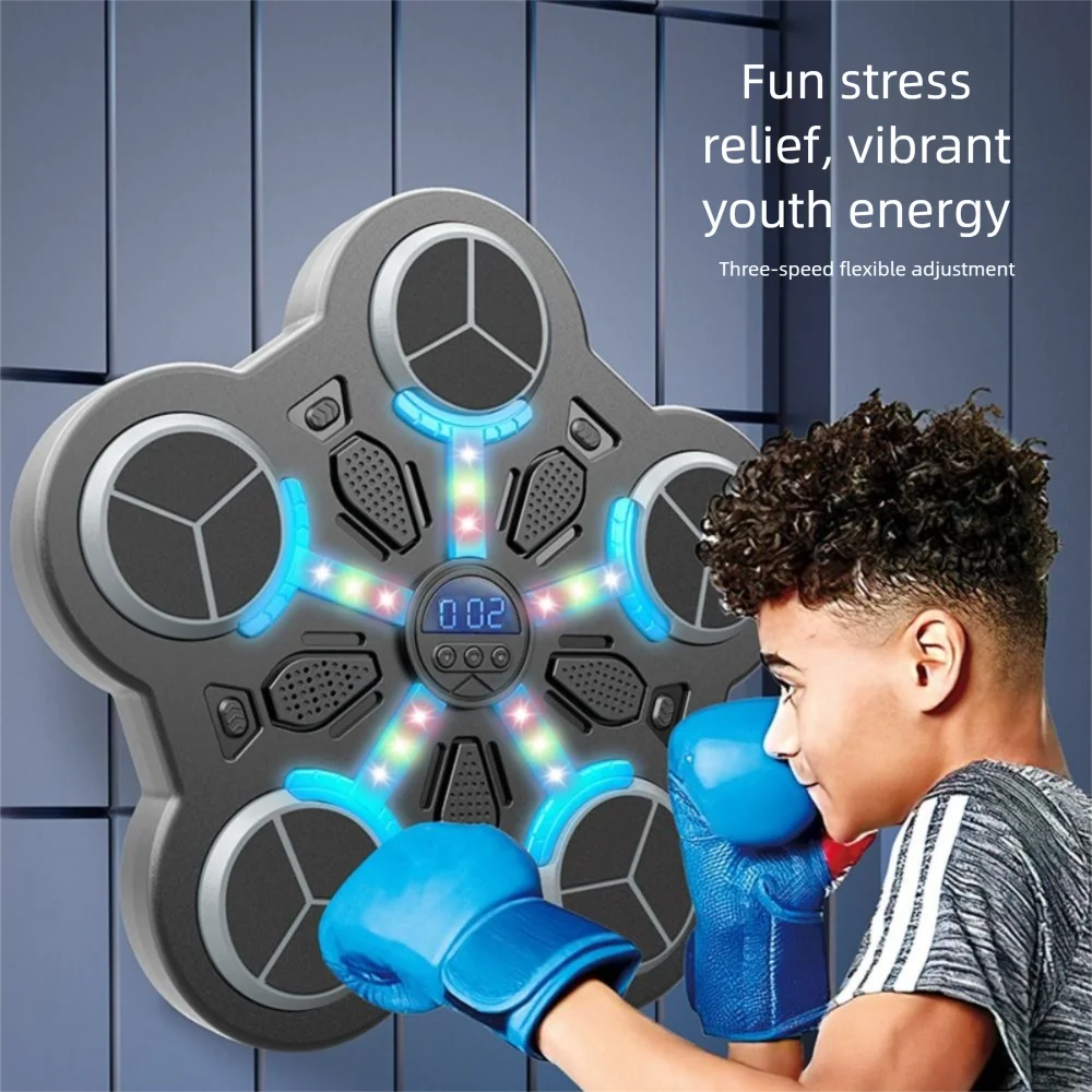 

Bluetooth Connection Smart Music Boxing Machine Noise Reduction 3 Speed Adjustment Electronic Boxing Trainer LED Lighted