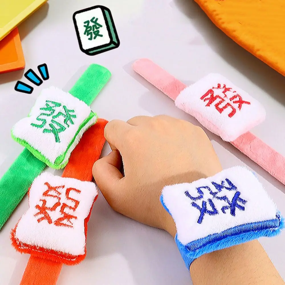 With Clap Circle Cartoon Doll Wristband Hand Ring Mahjong Plush Hand Ring Toy Plushies Soft Bracelet Plush Toy Holiday Gifts