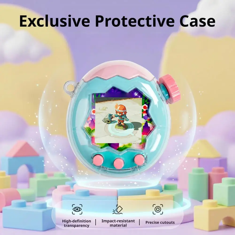 For Tamagotchi Paradise Protection Hard PC Transparent Protective Case Shock Resistant Anti-fingerprint Clear & Glitter Cover
