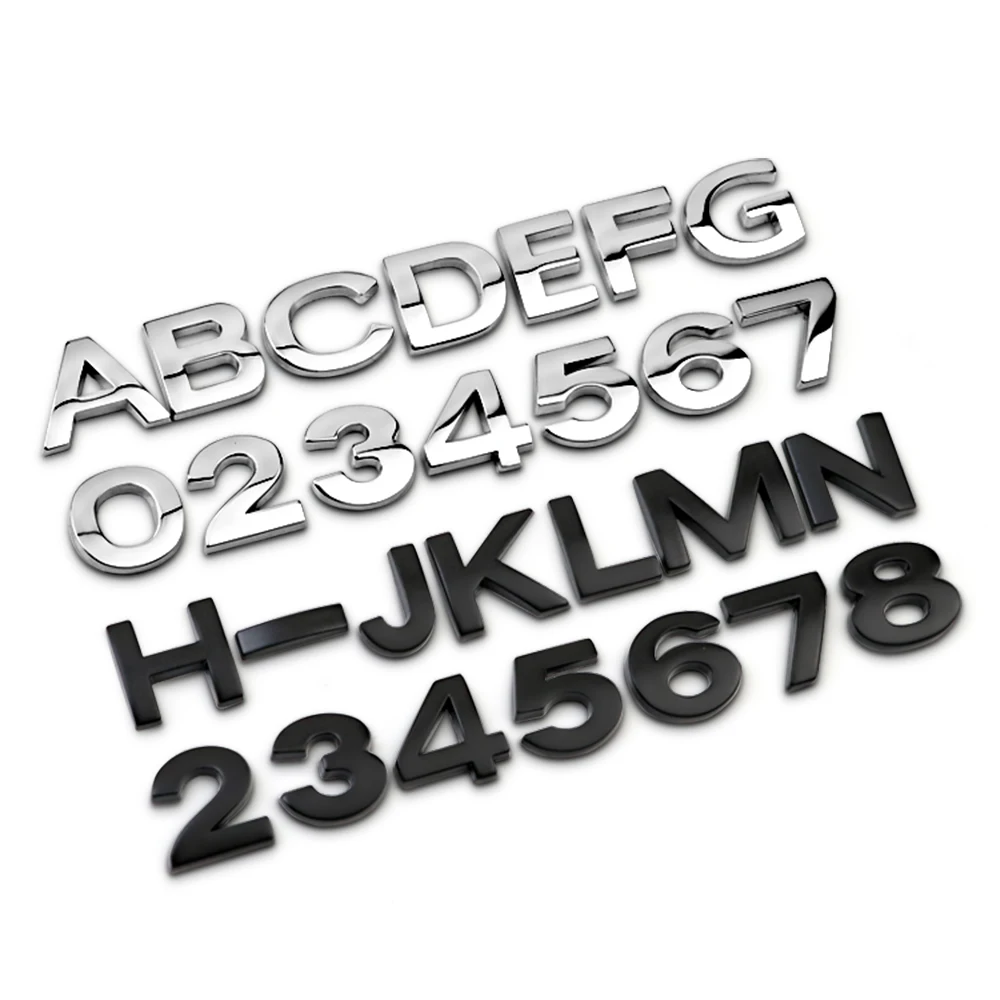 Royal Stance 1Pcs 3D Metal 16mm DIY Letters Alphabet Emblem Numbers Chrome Car Sticker Digital Badge Accessories Motorcycle