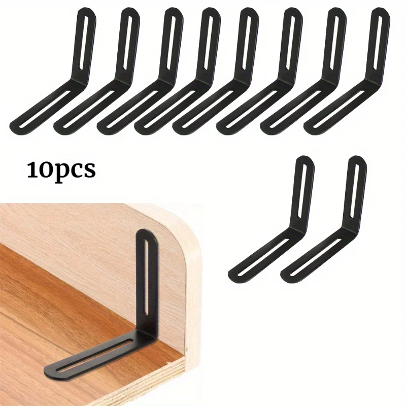 

10Pcs 90°L Type Right Angle Stainless Steel Oval Hole Triangular Bracket Adjustable Active Angle Furniture Connector