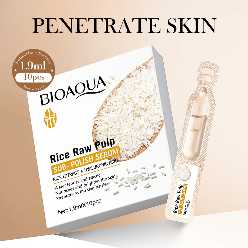 BIOAOUA Rice Pulp Hyaluronic Acid Disposable Face Serum Anti Wrinkle Moisturizing Facial Essence Skin Care
