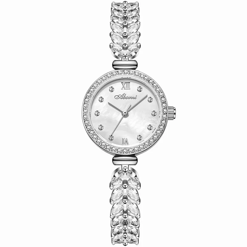 นาฬิกาผู้หญิงแฟชั่น Rhinestone สแตนเลสสตีลควอตซ์นาฬิกาชุดเครื่องประดับ Reloj Mujer (ไม่มีกล่อง)