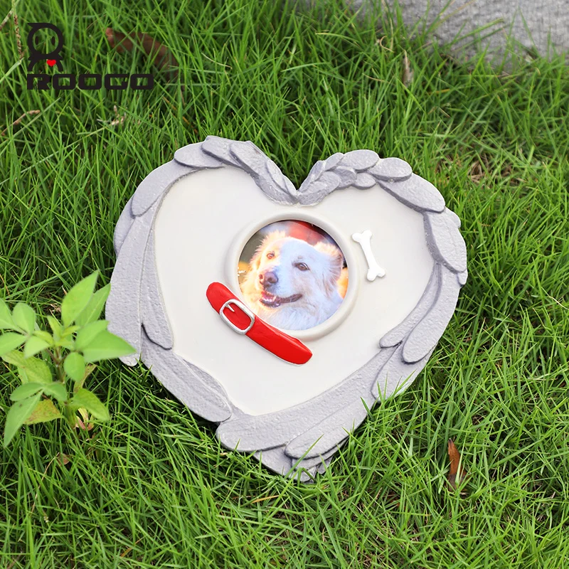 Roogo 1 Pcs Custom Pet Gravestone Memorial Tombstone imitation stone Tomb Dog Cat Paw Print Animal Funeral Garden Decor