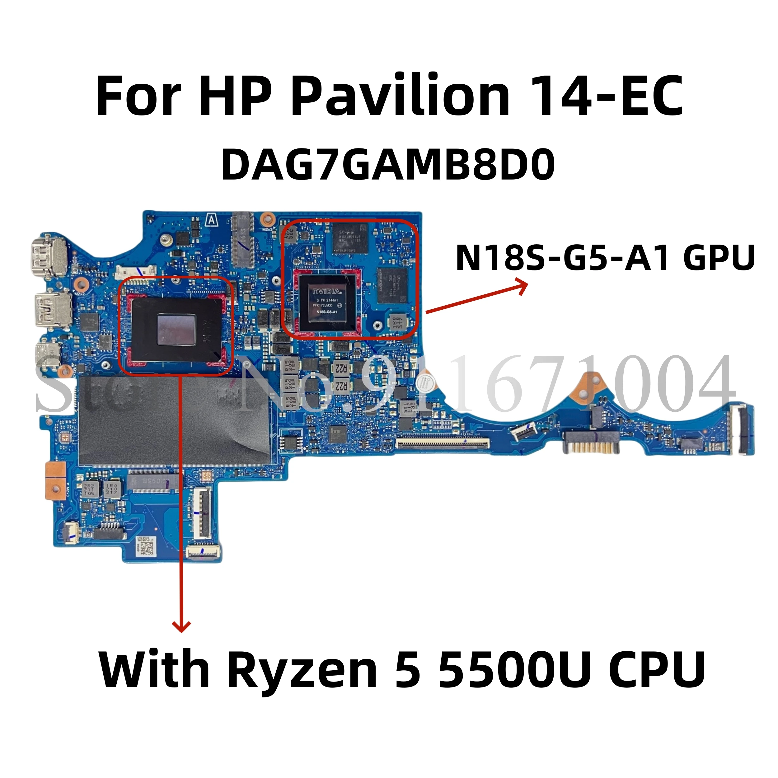 

DAG7GAMB8D0 M52707-601 M52707-001 For HP Pavilion 14-EC Laptop Motherboard With Ryzen 5 5500U CPU N18S-G5-A1 GPU mainboard