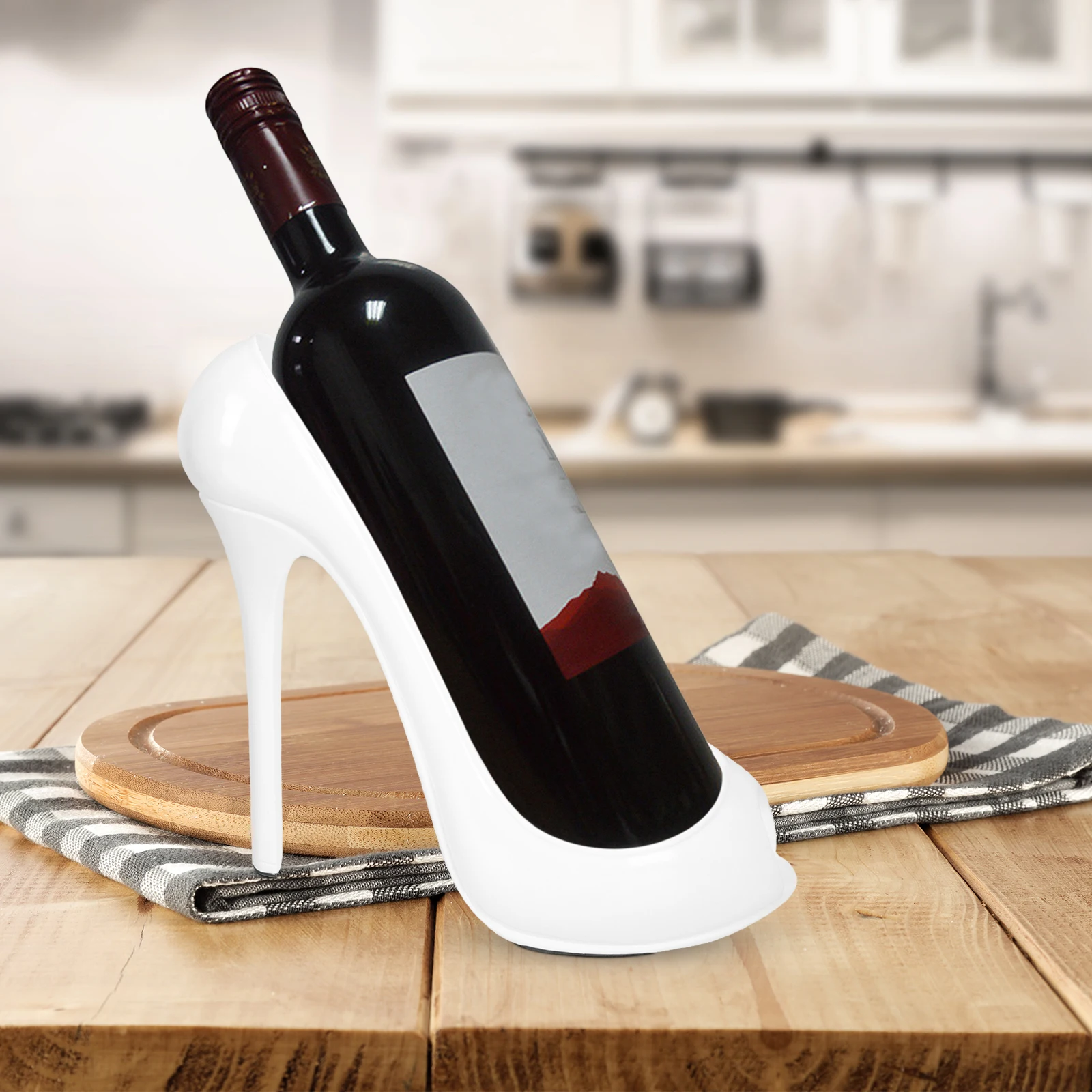 

High Heel Wine Rack Resin Decorative Wine Bottle Holder Desktop Living Room Bottle Display Elegant Resin Craft Stand