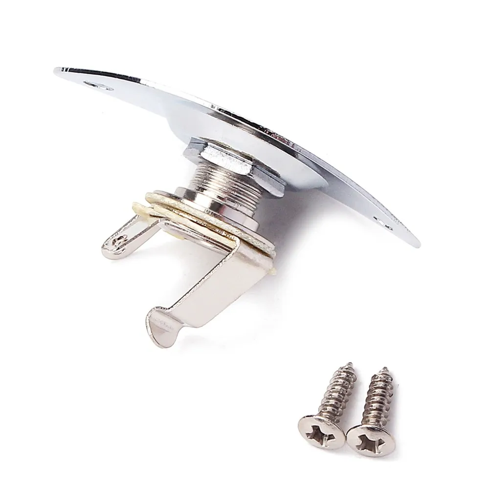 Golden Indented Oval Guitar Pickup Jack Socket 6.35mm Output Input Plug Electric Guitar Bass Replacement Accessory