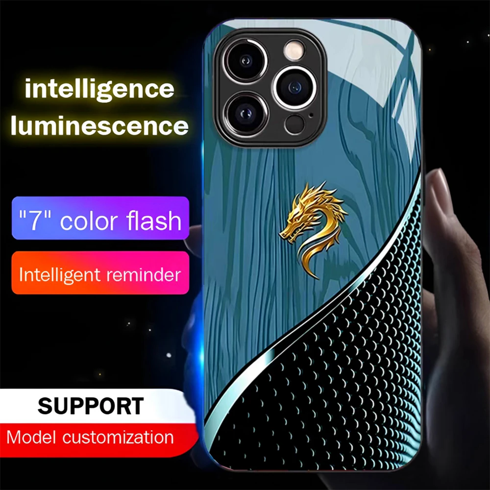 Beliebte Goldener-Drachen-Symbol LED Leuchtende Handyhülle mit Anruflicht für Samsung S26 S25 S24 S23 S22 S21 FE Plus Ultra – Detail 16