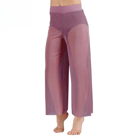 MiDee, pantalones de pierna ancha de malla para mujer, pantalones Palazzo de cintura alta para baile de Ballet moderno, ropa de danza clásica para niñas y niños, talla grande para adultos