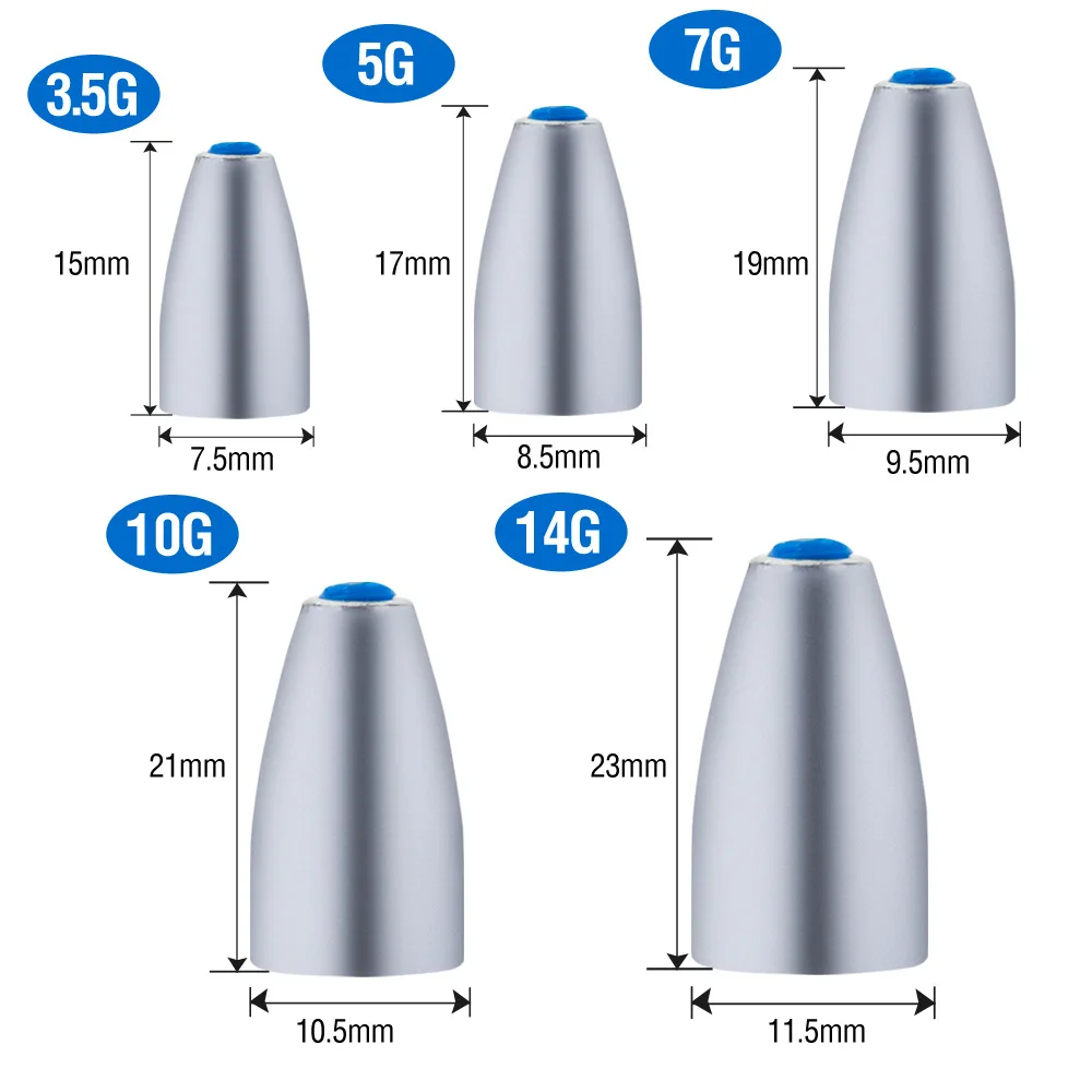 20 قطعة ثقالة دودة الرصاص 3.5 جرام-20 جرام ثقالة الرصاص المصنوعة من سبيكة مع قلب بلاستيكي لملحقات أدوات صيد الأسماك والكارولينا #6