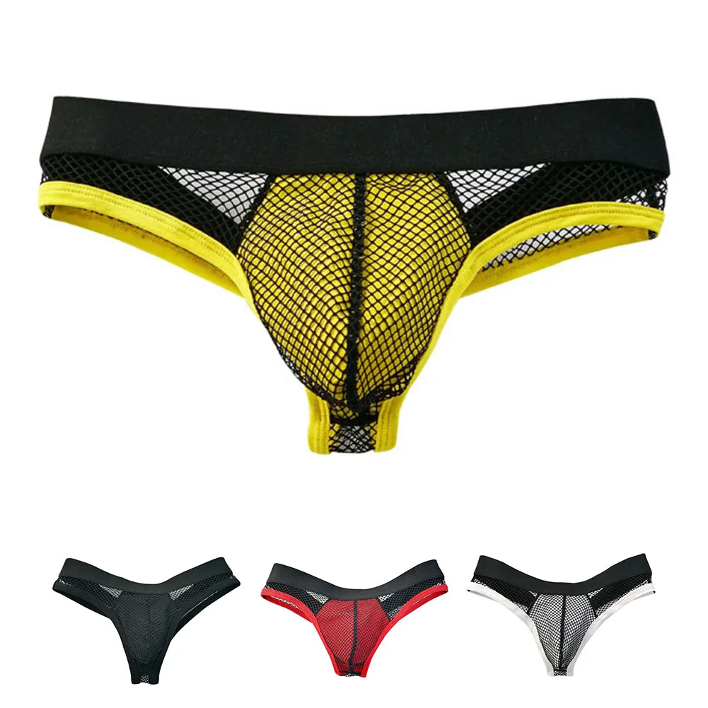 

Men Mesh See Through Lingerie Breathable Gay Sissy Pouch Mens Sexy Underwear Underpant Men's Triangular Panties Thong G-String
