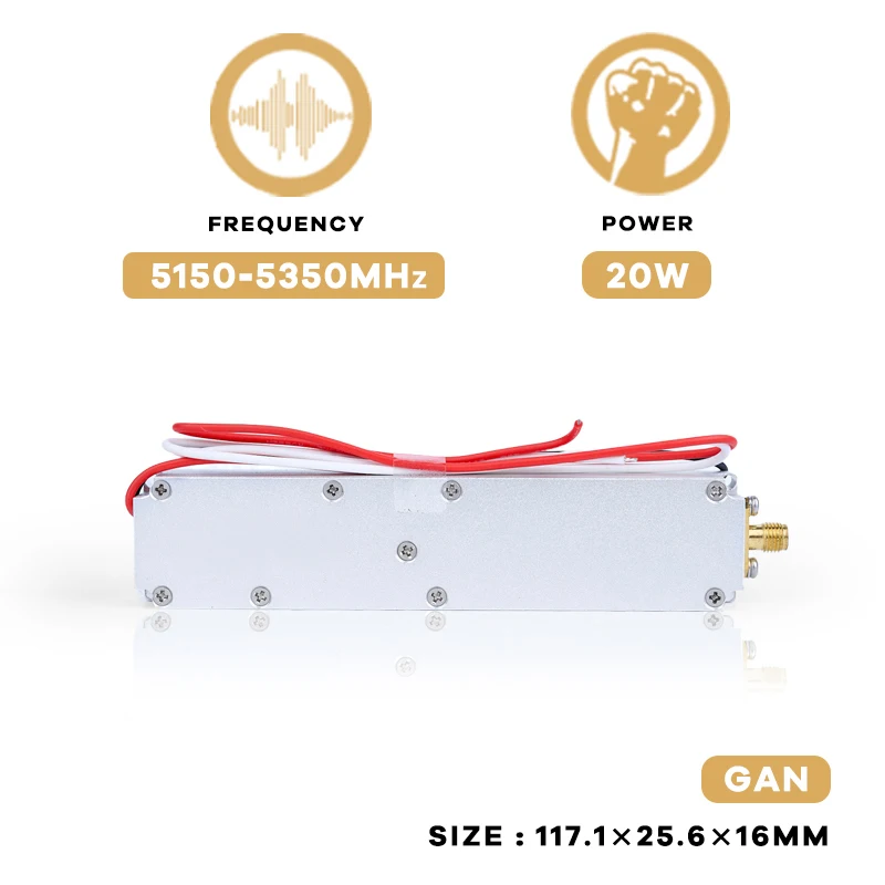 

20W 5.8G FPV UAV C-UAS Anti Drone Signal Shielding Module PA RF Power Amplifier for Blocking Signals Jamming Buildings