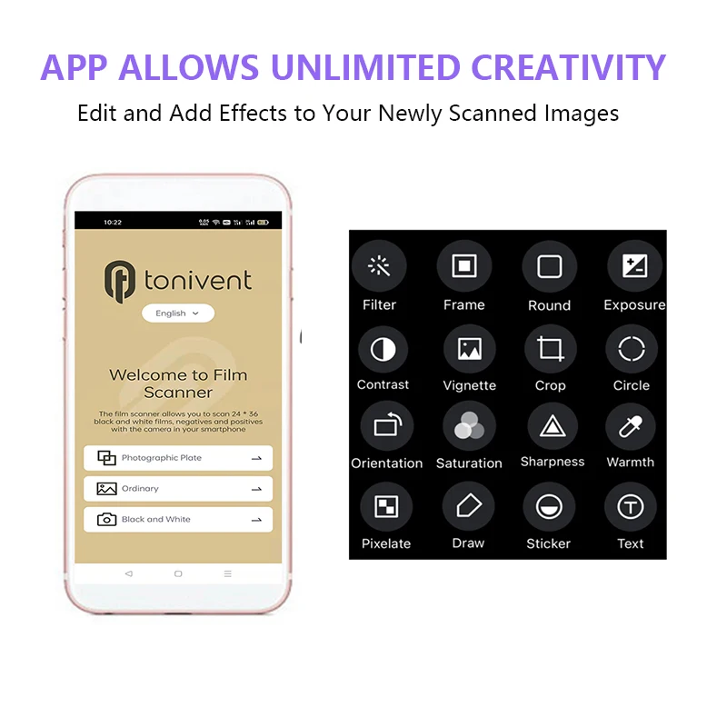 الماسح الضوئي للأفلام المحمول والماسح الضوئي المنزلق لـ 35 سلبية وشرائح تطبيق مجاني LED الخلفية الماسح الضوئي المبتكر القابل للطي