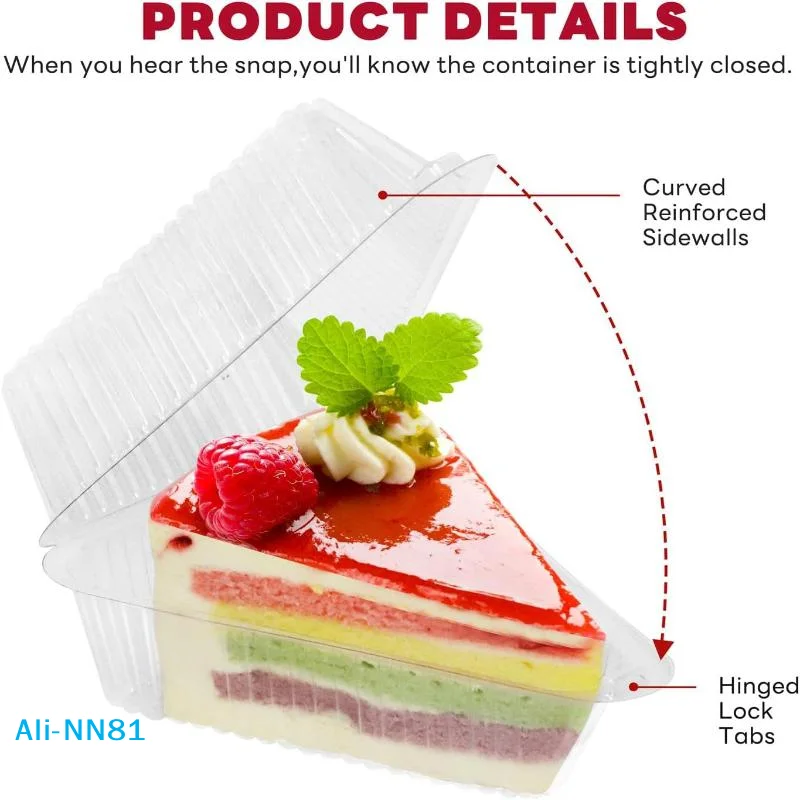 【N】50/100Pcs Cake Slice Container Clear Triangle Dessert Box Reusable Food Packing Box Stackable Sandwich Holder For Fruit Cake