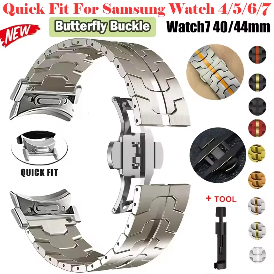 

For Samsung Watch 7 40/44mm Strap Quick Fit No Gaps Metal Band For Samsung Galaxy Watch 4/5/6 46 47mm Stainless Steel Bracelet