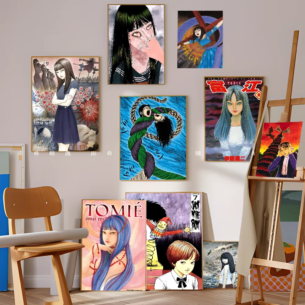 

Japanese 1980s Horror Cartoon Tomie Figure Manga Anime Posters Sticky Whitepaper Sticker DIY Room Bar Cafe Kawaii Room Decor