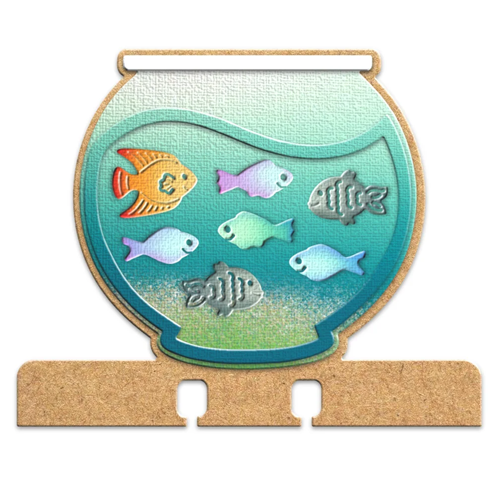 MangoCraft Adorable Fishes And Tank  Box Cutting Dies Embossed DIY Scrapbooking Metal Cut Dies For Handmade Cards Album Decor