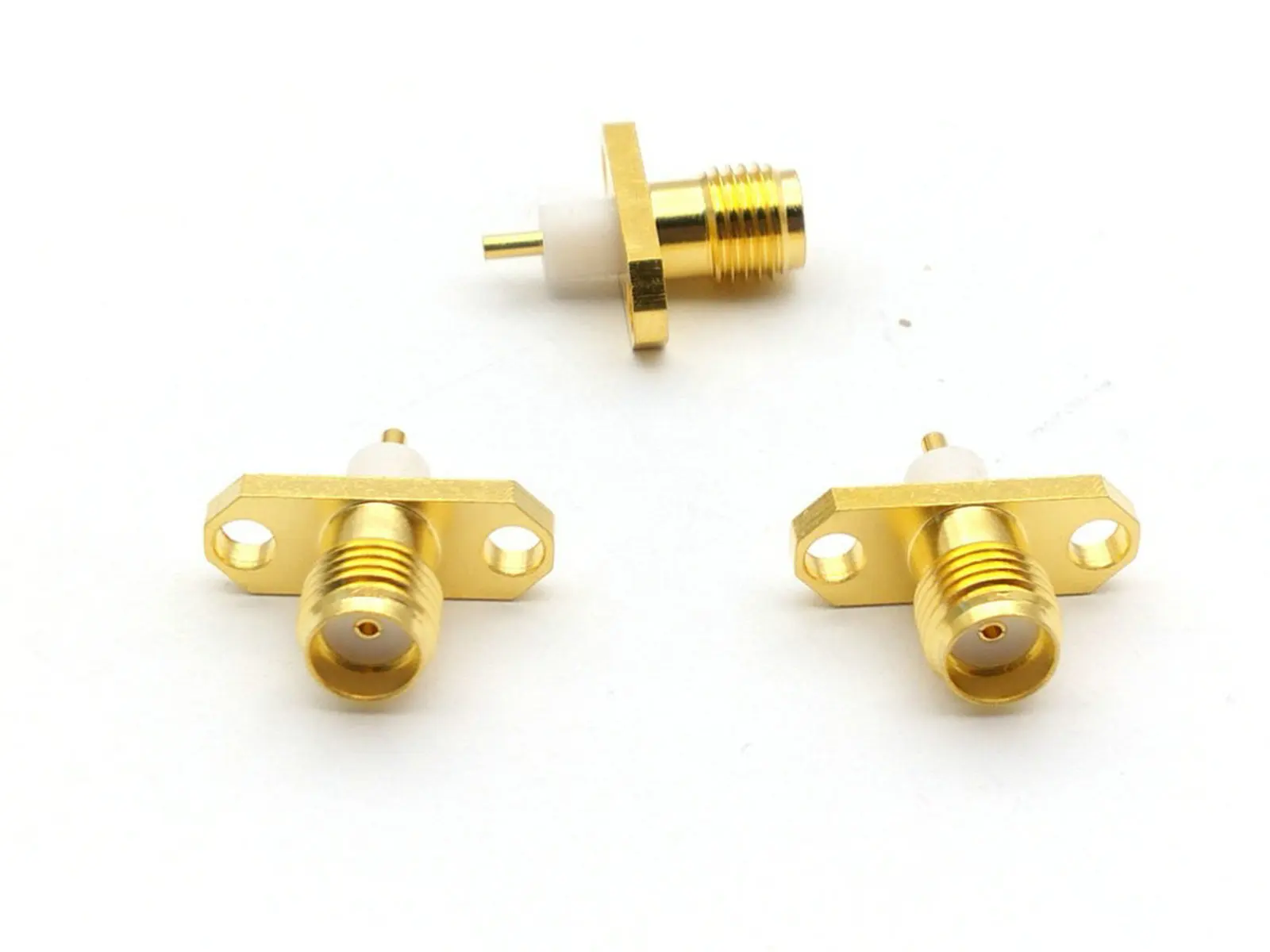 Gold SMA SMA female PTFE with 2 holes flange solder ADAPTER connector