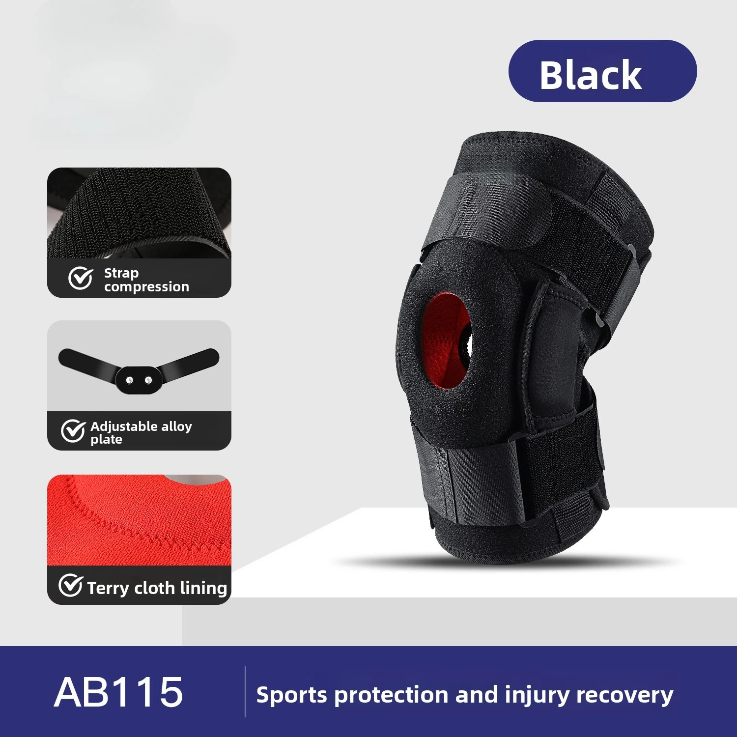 منصات الركبة الرياضية الخارجية الجديدة سبائك الألومنيوم دعم سيليكون امتصاص الصدمات حماية الركبة حزام معزز عالمي