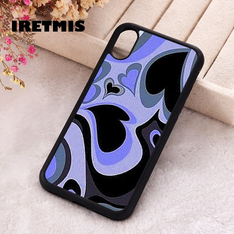 Iretmis Phone Cover Case For iPhone X XS Max XR 11 12 13 PRO MINI 14 15 16 Plus Rubber Silicone aesthetic purple heart