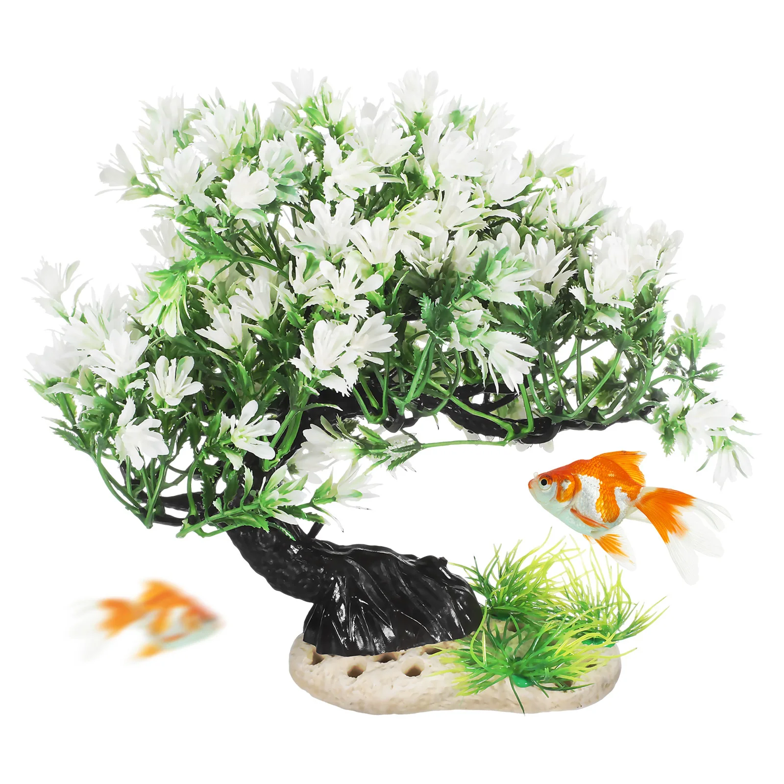 زخرفة شجرة محاكاة واقعية لنباتات حوض السمك البلاستيكية خزان الأسماك بونساي النباتات المزيفة زخرفة المناظر الطبيعية المائية #2