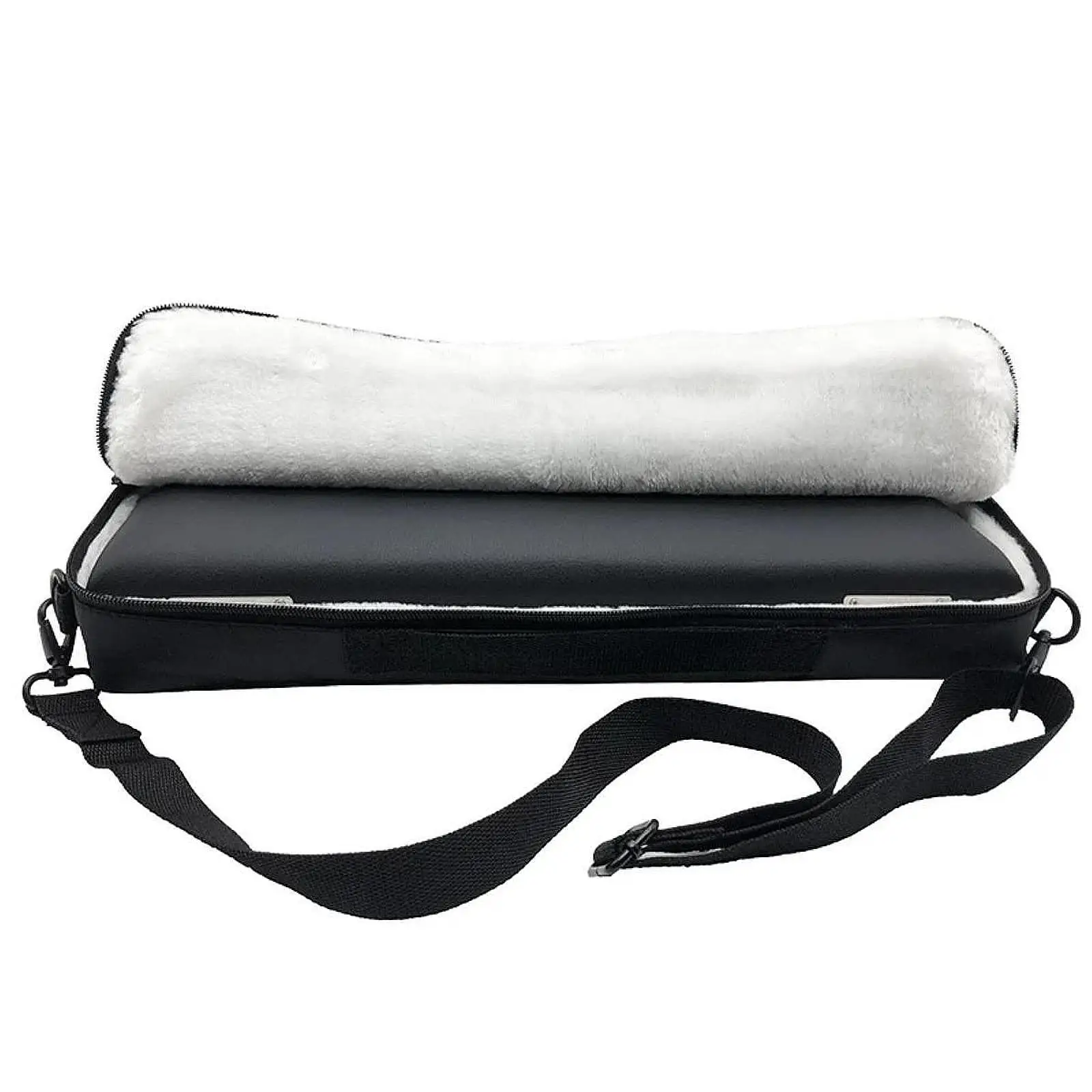 Portable Flute Carry Case Canvas PU Leather Crossbody Shoulder Hand Carry Padded Lining Travel Instrument Bag for Flute