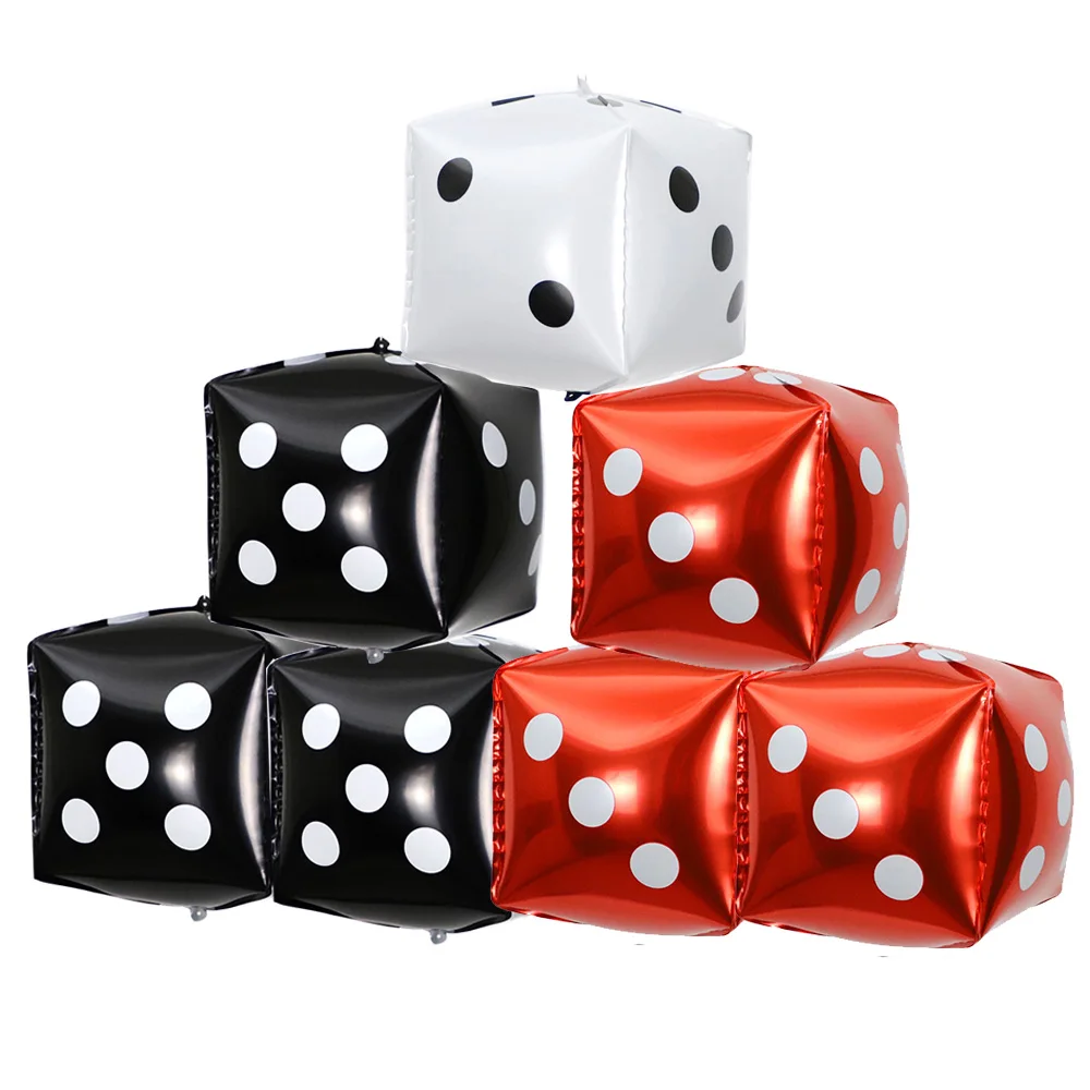 2/6/10 szt./partia 18cm Balony Foliowe Kostki Balon Foliowy Motyw Kasyna Dekoracje na Urodziny dla Dorosłych Impreza w Las Vegas Motyw Pokera