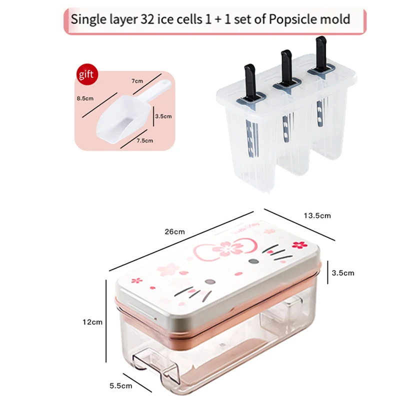 Hellokittys własnoręczne pudełko blok lodu tacka do lodu prasy Sanrios do użytku domowego formy przybory kuchenne o wysokiej wydajności