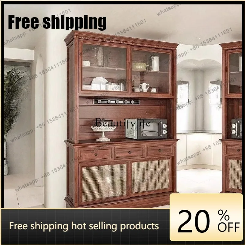 jj5 American solid wood integrated wall household multi-functional living room storage wine cabinet